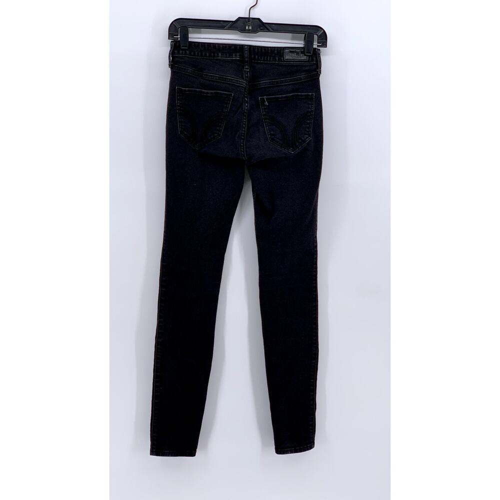 HOLLISTER Women's Black Mid-Rise Super Skinny Jeans SZ 25 - Picture 2 of 10